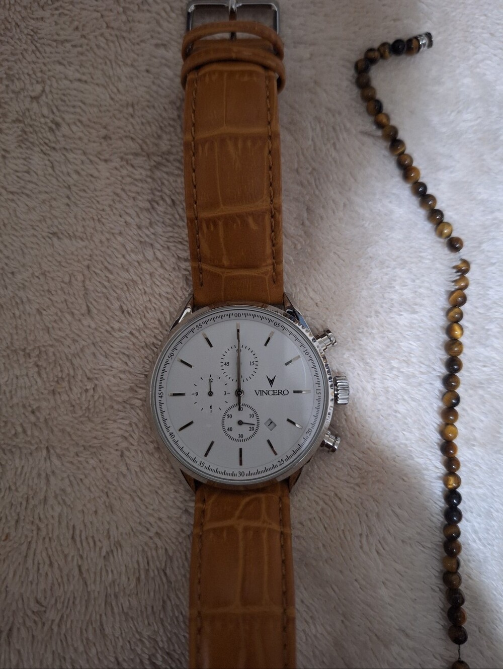 Mens Vincero Chronograph With Mens Bead Bracelt